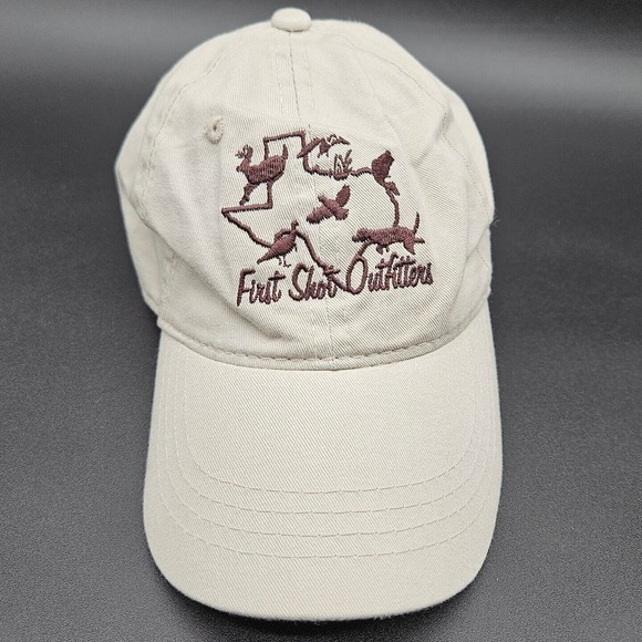 First Shot Outfitters Strapback Hat Dad Ball Cap Beige Embroidered Hunting Texas - Picture 2 of 7